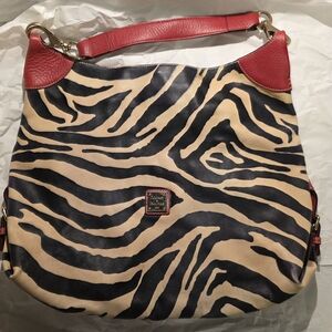 Dooney & Bourke Zebra Print Hobo Bag - Red and Black